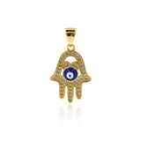 Hamsa Pendant, Hand of Fatima , Gold Plated Hamsa Eye Pendant , Hamsa necklace,    13x20mm