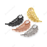 Feather Connector,CZ Phoenix Feather Pendant Charms for Original DIY Jewelry Findings 26x12mm - BestBeaded