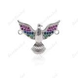 Peace Dove Pendant,Multi-color CZ Stone Animal Connector Charms,for DIY Jewelry Making 22x18mm - BestBeaded