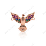 Peace Dove Pendant,Multi-color CZ Stone Animal Connector Charms,for DIY Jewelry Making 22x18mm - BestBeaded