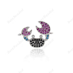 Crab Connector,Multi-color CZ/Crystal Marine Life Charm,DIY Jewelry Making Supplies 21x16mm - BestBeaded
