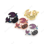 Crab Connector,Multi-color CZ/Crystal Marine Life Charm,DIY Jewelry Making Supplies 21x16mm - BestBeaded