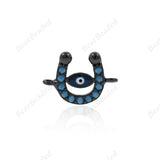 Horseshoe Charm,Micro Pave Turquoise Evil Eye Connector,Original Bracelet Findings 15x10mm - BestBeaded