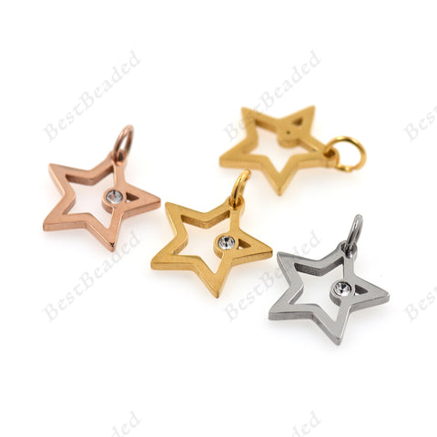 Stainless Steel Star Pendant Jewelry Making Supplies 14x14mm - BestBeaded