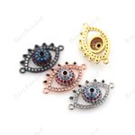 Evil Eye Connector,CZ Stone Eye Link Charm,Brass Spacer Bead,DIY Handmade Findings 22x13mm - BestBeaded