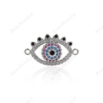 Evil Eye Connector,CZ Stone Eye Link Charm,Brass Spacer Bead,DIY Handmade Findings 22x13mm - BestBeaded