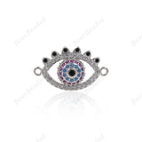 Evil Eye Connector,CZ Stone Eye Link Charm,Brass Spacer Bead,DIY Handmade Findings 22x13mm - BestBeaded