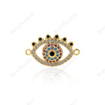 Evil Eye Connector,CZ Stone Eye Link Charm,Brass Spacer Bead,DIY Handmade Findings 22x13mm - BestBeaded