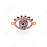 Evil Eye Connector,CZ Stone Eye Link Charm,Brass Spacer Bead,DIY Handmade Findings 22x13mm - BestBeaded