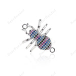 Striped Spider Pendant,Cubic Zirconia Insect Connector/Link,Brass Spacer Beads,Jewelry Findings 26x21mm - BestBeaded