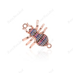 Striped Spider Pendant,Cubic Zirconia Insect Connector/Link,Brass Spacer Beads,Jewelry Findings 26x21mm - BestBeaded