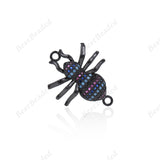 Striped Spider Pendant,Cubic Zirconia Insect Connector/Link,Brass Spacer Beads,Jewelry Findings 26x21mm - BestBeaded