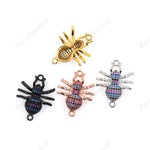Striped Spider Pendant,Cubic Zirconia Insect Connector/Link,Brass Spacer Beads,Jewelry Findings 26x21mm - BestBeaded