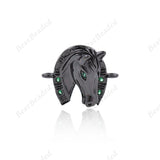 Horse Head Charm,CZ Stone Animal Connector,Brass Spacer Bead,DIY Handmade Supplies 21x17mm - BestBeaded