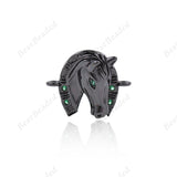 Horse Head Charm,CZ Stone Animal Connector,Brass Spacer Bead,DIY Handmade Supplies 21x17mm - BestBeaded