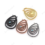 Evil Eye Pendant CZ Stone Drop Shape Connector Supplies 18x25mm - BestBeaded