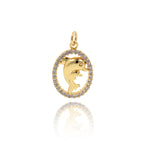 Shiny Oval Micro Pavé Dolphin Pendant-Jewelry Making Accessories   14x20mm