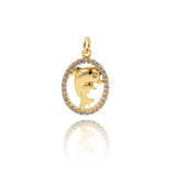 Shiny Oval Micro Pavé Dolphin Pendant-Jewelry Making Accessories   14x20mm