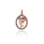 Shiny Oval Micro Pavé Dolphin Pendant-Jewelry Making Accessories   14x20mm