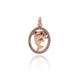Shiny Oval Micro Pavé Dolphin Pendant-Jewelry Making Accessories   14x20mm