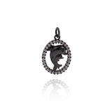 Shiny Oval Micro Pavé Dolphin Pendant-Jewelry Making Accessories   14x20mm
