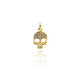 Shiny Micropavé Skull Pendant-Jewelry Making Accessories   8x13mm