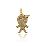 Shiny Micropavé Boy Pendant-Jewelry Making Accessories   12x21mm