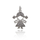 Shiny Micropavé Girl Pendant-Jewellery Making Accessories   15x19mm
