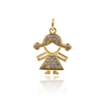 Shiny Micropavé Girl Pendant-Jewellery Making Accessories   15x19mm