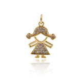 Shiny Micropavé Girl Pendant-Jewellery Making Accessories   15x19mm