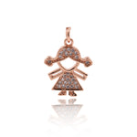 Shiny Micropavé Girl Pendant-Jewellery Making Accessories   15x19mm