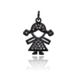Shiny Micropavé Girl Pendant-Jewellery Making Accessories   15x19mm
