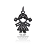 Shiny Micropavé Girl Pendant-Jewellery Making Accessories   15x19mm