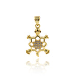 Shiny Micropavé Polaris Tortoise Pendant-Jewelry Making Accessories   15x22mm