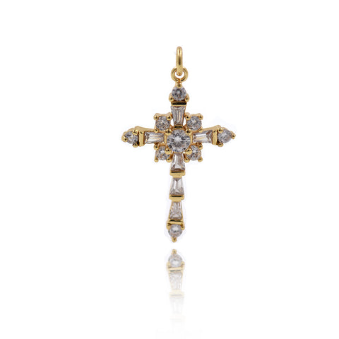 Shiny Cross Zircon Pendant-Jewelry Making Accessory   19x31mm