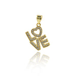 Shiny Micropavé LOVE Pendant-Jewelry Making Accessories   11x16mm