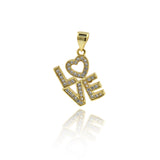 Shiny Micropavé LOVE Pendant-Jewelry Making Accessories   11x16mm
