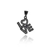 Shiny Micropavé LOVE Pendant-Jewelry Making Accessories   11x16mm