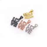 Shiny Micropavé LOVE Pendant-Jewelry Making Accessories   11x16mm