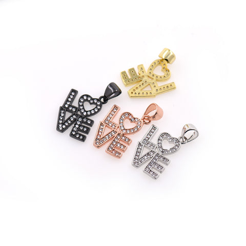 Shiny Micropavé LOVE Pendant-Jewelry Making Accessories   11x16mm