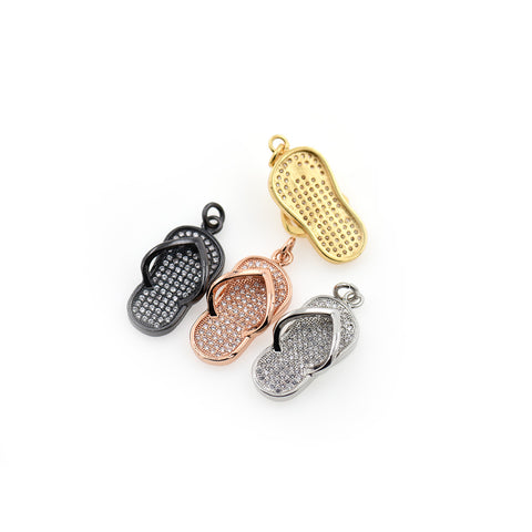 Shiny Micropavé Flip Flop Pendant-Jewelry Making Accessories  12x27mm