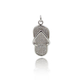 Shiny Micropavé Flip Flop Pendant-Jewelry Making Accessories  12x27mm
