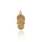 Shiny Micropavé Flip Flop Pendant-Jewelry Making Accessories  12x27mm