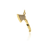 Shiny Micropavé Axe Pendant-Jewelry Making Accessories    12x29mm