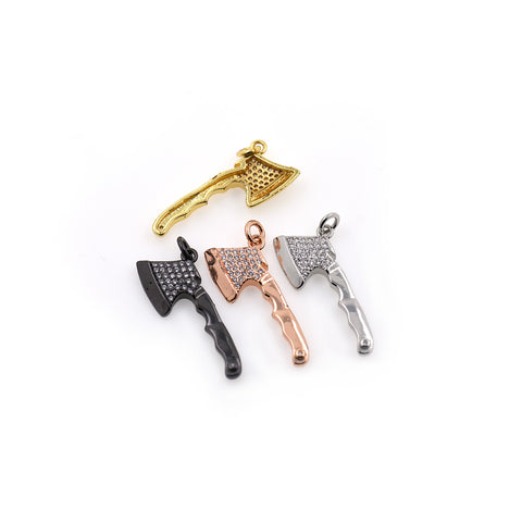 Shiny Micropavé Axe Pendant-Jewelry Making Accessories    12x29mm