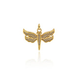 Shiny Micropavé Hollow Dragonfly Pendant-Jewelry Making Accessories   24x20mm