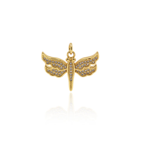 Shiny Micropavé Hollow Dragonfly Pendant-Jewelry Making Accessories   24x20mm