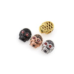Shiny Micropavé Red Eye Skull Pendant-Jewelry Making Accessories   9.5x12x6.5mm