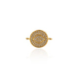 Shiny Micropave Evil Eye Connector-Jewelry Making Accessories   18x13mm
