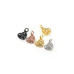 Shiny Hollow Heart Shaped Zircon Pendant-DIY Jewelry Making Accessories   10x10mm